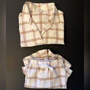 J. Crew Women’s plaid shorts Pajama Set in camel Sz-XL. DD14
